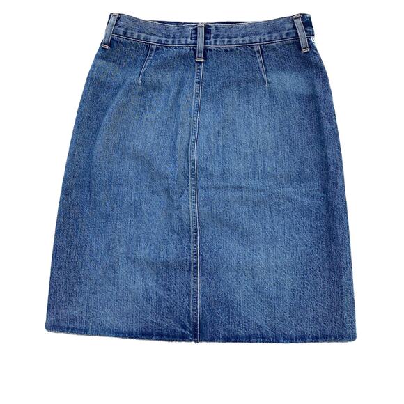 New Citizens Of Humanity Front Button Knee Length Denim Jean Skirt Green Point - Picture 6 of 12